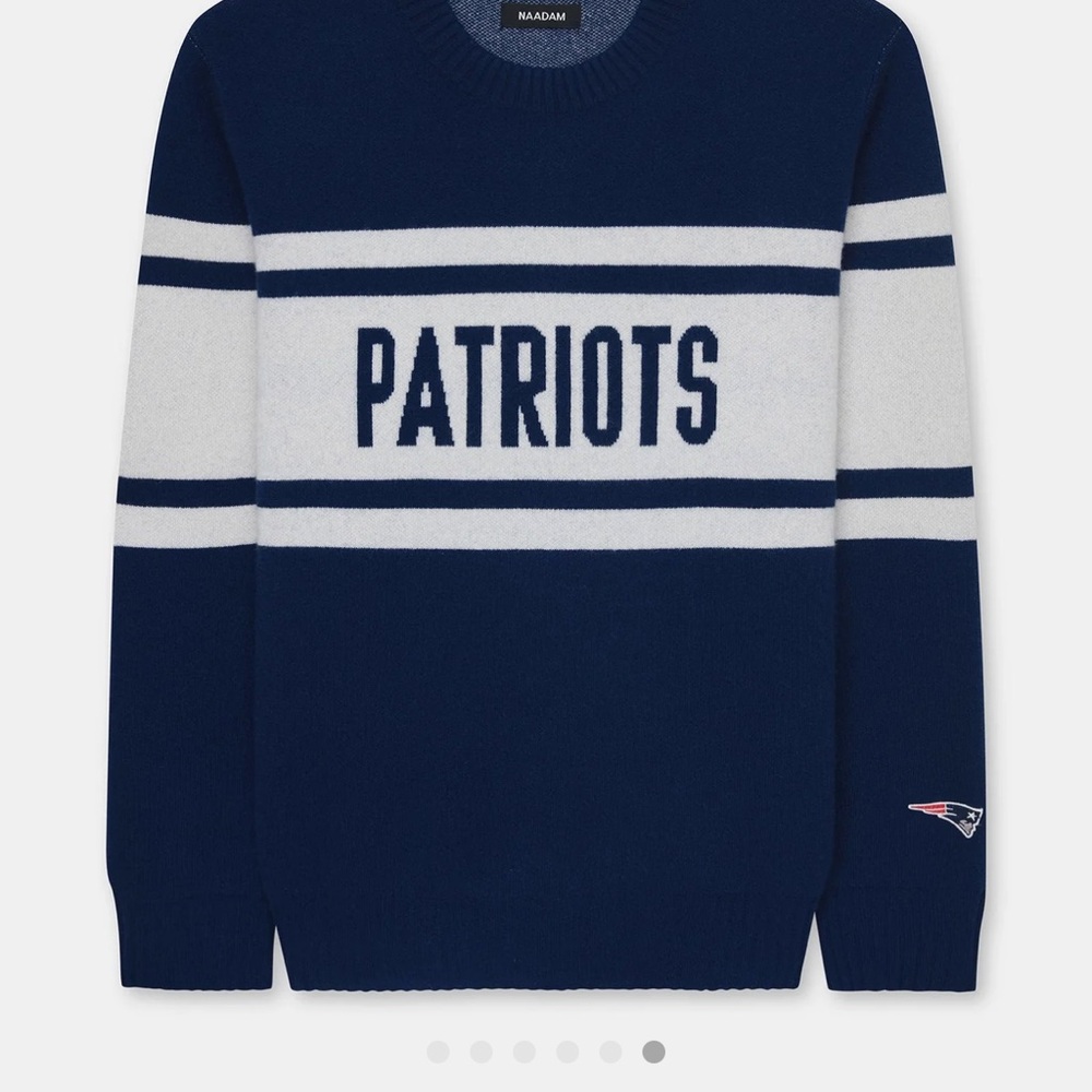 NAADAM Navy and White Crewneck Sweater